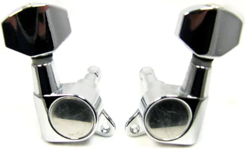 Vista 4 de Juego de 6 afinadores de guitarra cromados de 3 izquierdos/3 derechos sellados