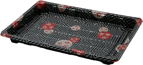 Vista 2 de EcoQuality Bandejas de sushi negras con tapas de 7.25 x 5 pulgadas, caja de embalaje desechable de sushi, contenedor de transporte, cajas