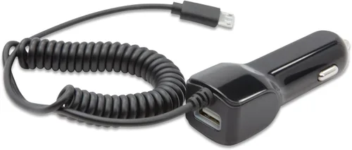 Vista 4 de BoxWave Cargador de coche compatible con Garmin RV 890 - Cargador de coche Plus, con puerto USB adicional y cable integrado - Negro