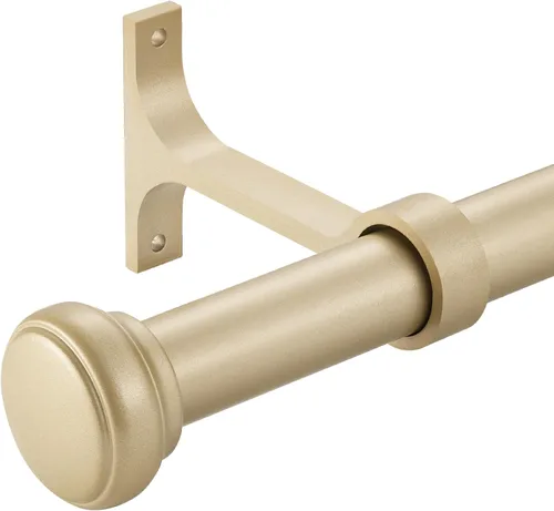Vista 8 de Barra de cortina resistente ajustable, 1 pulgada, 28-48 pulgadas, tapa redonda, soportes de aluminio premium, adecuada para ventanas y patios Bronce