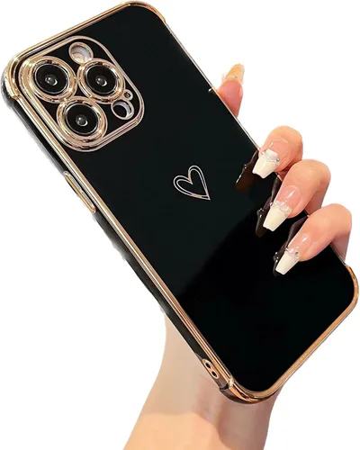 Vista 26 de ZTOFERA Funda diseñada para iPhone Air de 6.5 pulgadas, bonito borde chapado con patrón de corazones de amor con protección para lente de cámara