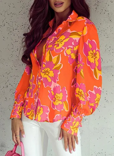 Vista 3 de EVALESS Blusas con botones para mujer, blusas de manga larga con estampado de moda 2024
