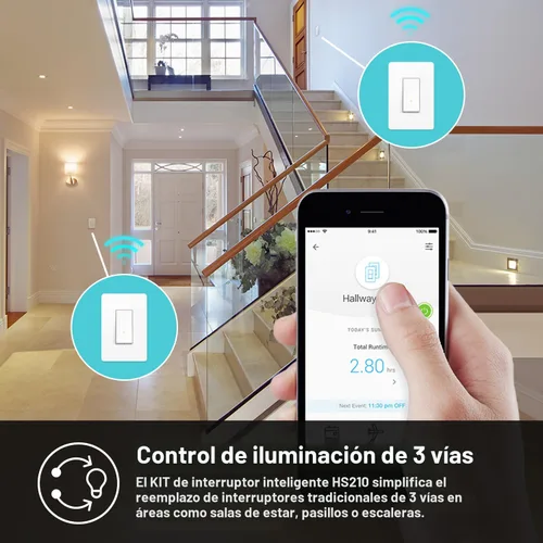 Vista 3 de Kasa Smart Kit de interruptor de 3 vías HS210, necesita cable neutro, interruptor de luz Wi-Fi de 2,4 GHz funciona con Alexa y Google Home, Blanco