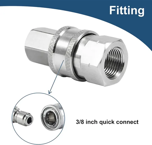Vista 2 de Raincovo Accesorios de conexión rápida para lavadora a presión, juego de adaptadores de 3/8 pulgadas, acero inoxidable, rosca hembra, 4 piezas