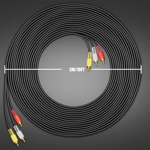 Vista 2 de Eanetf Cables RCA, cable 3RCA de audio y video chapado en oro de 24K que conecta componentes de audio y video, cable AV macho a macho