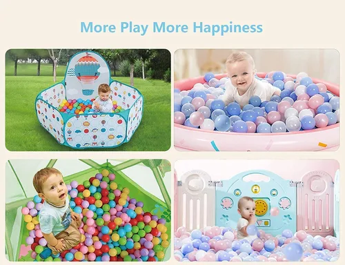 Vista 5 de Paquete de 100 pelotas para piscina de bolas - Bolas de plástico a prueba de aplastamiento y libres de BPA para carpa, casa de juegos, juguete