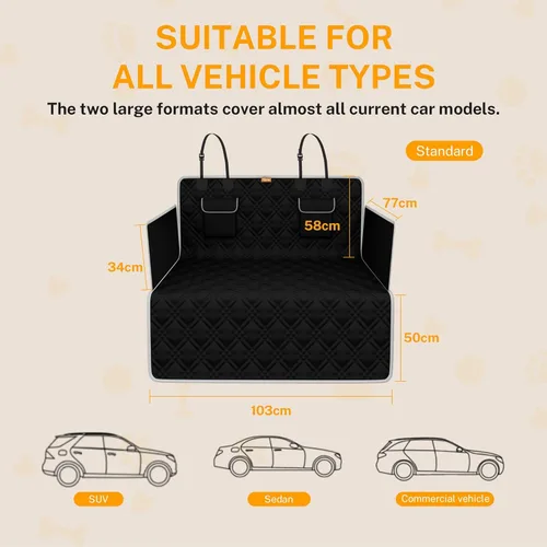 Vista 5 de Toozey Funda de asiento de coche para perro, para SUV, sedán y camioneta, impermeable y resistente al desgarro, funda de asiento trasero para perros