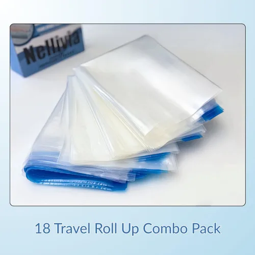 Vista 4 de Paquete de 18 bolsas de compresión para viajes, bolsas enrollables que ahorran espacio para almacenamiento de ropa, organizador de viaje compacto