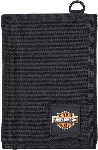 Harley-Davidson Billetera RFID de poliéster de tres pliegues de velocidad completa para hombre - negro, Negro -