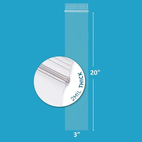 Vista 34 de Bolsas con cremallera de 2 x 8 pulgadas de largo, paquete de 100 bolsas de plástico transparente con cierre con cremallera, 2 mil de grosor, bolsas