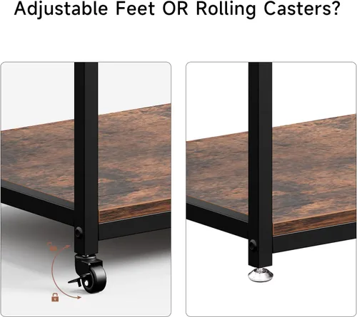 Vista 7 de Soporte de impresora de 3 niveles con ruedas, carrito de impresora con estante de almacenamiento, mesa de impresora, carrito de almacenamiento