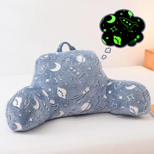 Vista 13 de Meeting Story Almohadas de Lectura Luminosas de Dinosaurio Verde que Brillan en la Oscuridad y Centellean con Brazos, Almohada de Respaldo