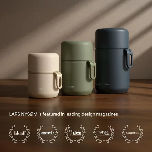 Vista 5 de LARS NYSØM Tarro de alimentos aislado al vacío de acero inoxidable, a prueba de fugas, para alimentos fríos y calientes, boca ancha, recipiente