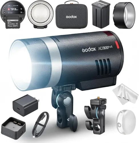GODOX AD300Pro II AD300 Pro II TTL HSS - Estroboscópico flash para exteriores, 350 destellos de potencia completa/1/512-1/1 ajuste de