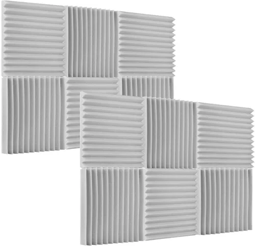 Vista 5 de Paneles de espuma acústica, paneles de absorción de sonido de espuma acústica de estudio con 11 ranuras para habitaciones pequeñas y medianas Gris