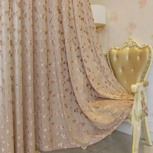 Juego de 2 paneles de cortinas traslúcidas florales marrones de 63 pulgadas de largo, paneles de cortina de ventana con patrón de trébol para sala