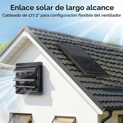 Vista 5 de GROWNEER Ventilador de Escape con Energía Solar, Panel Solar de 30W+Ventiladores Solares de Alta Velocidad de 12 pulgadas con Adaptador