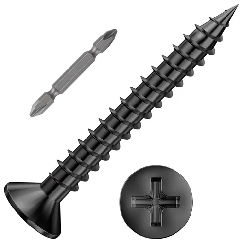 Vista 15 de Wensilon (1200 piezas) #4x1/2 Tornillo para madera negro de metal autorroscante de cabeza plana