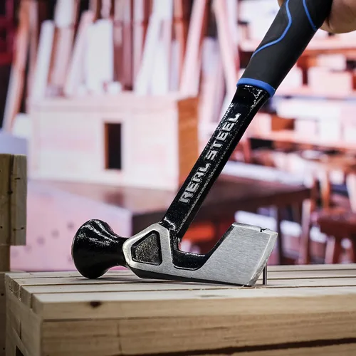 Vista 4 de REAL STEEL Martillo para paneles de yeso 14 Oz Hacha de techo de una pieza forjada cara fresada Drywall Ax herramienta de tablero de pared 0521
