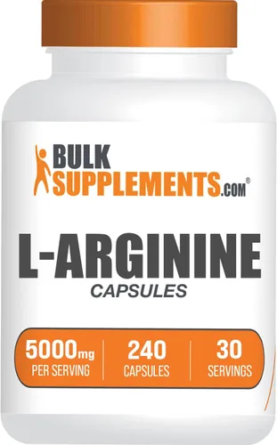 BulkSupplements.com L-Arginina 5000mg Cápsulas - Suplemento de Arginina, Suplemento de Óxido Nítrico, Cápsulas de L-Arginina - Sin Gluten, 8