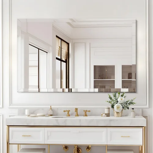 Vista 12 de Espejo de pared sin marco de 20 x 30 pulgadas con borde biselado de 1 pulgada, espejo rectangular sin marco para baño, tocador, sala de estar