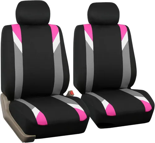 Vista 21 de FH Group - Fundas de tela para asientos delanteros bajos de auto con reposacabezas extraíble, ajuste universal, compatible con bolsa de aire