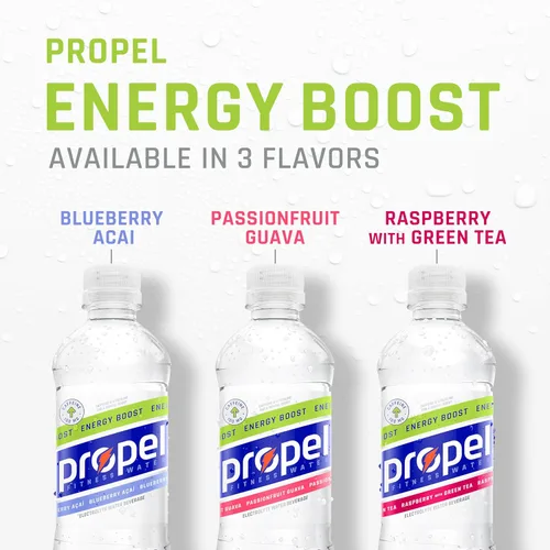 Vista 6 de Propel Energy Boost - Agua con sabor a cero calorías con electrolitos y cafeína, paquete variado de 3 sabores, botellas de 16.9 onzas líquidas