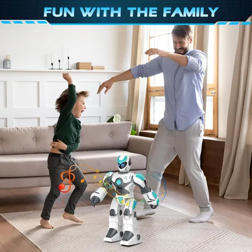 Vista 8 de VATOS - Robot a control remoto para niños extra grande, juguete RC programable de 15.4" con canto, baile, detección de gestos y control de voz