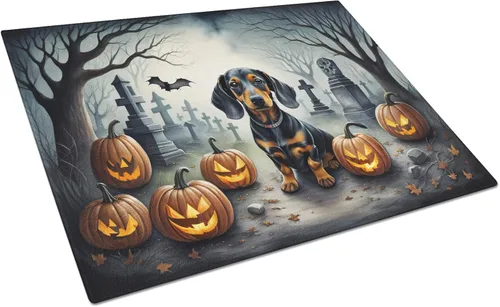 Vista 30 de Caroline's Treasures DAC2001LCB Affenpinscher - Tabla de cortar de vidrio de Halloween espeluznante, grande, decorativa, de vidrio templado, tabla