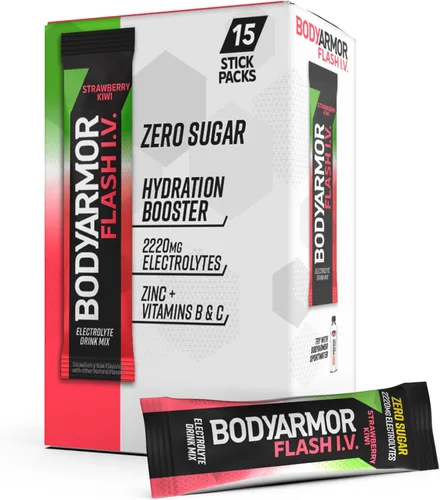 Vista 7 de BODYARMOR Caffeinated Flash IV Electrolyte Packets, Blue Raspberry & Dragonfruit Berry Variety Pack, Zero Sugar Energy Drink Mix, Single Serve