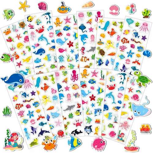 Vista 15 de UPINS 200 hojas de calcomanías pequeñas hinchadas de animales 3D a granel para niños pequeños, libros de calcomanías de espuma para niños