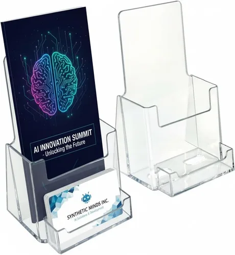 Vista 9 de Azar Displays 252922-2PK - Soporte triple para folletos con bolsillo para tarjetas de visita, paquete de 2, transparente