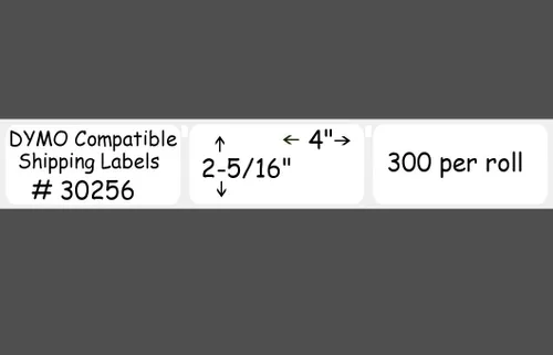 Vista 2 de PAR70 (1 rollo) 30256 compatible con etiquetas blancas Dymo 30256. 2-5/16" x 4".