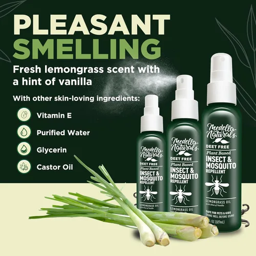 Vista 4 de Paquete de viaje repelente de insectos y mosquitos sin Deet (2, 4, 8 onzas), repelente de insectos con olor agradable con aceite de hierba de limón