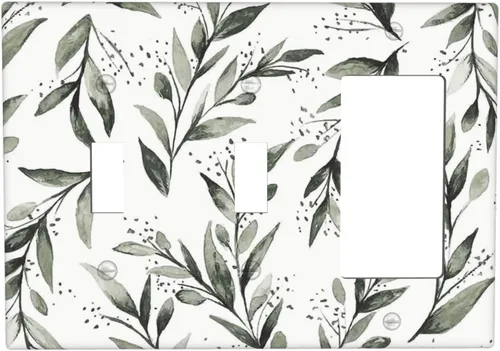 Vista 70 de Placa de Pared en Blanco de 1-Gang Sin Dispositivo Beige Lindo Vintage Boho de los 70s Hongo Fungus Planta Floral Botánica Libélula Interruptor