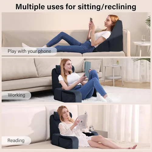 Vista 6 de ENITYA Almohada de espalda para cama, almohada de lectura de 19 pulgadas para sentarse en la cama para adultos, almohada de apoyo de espalda