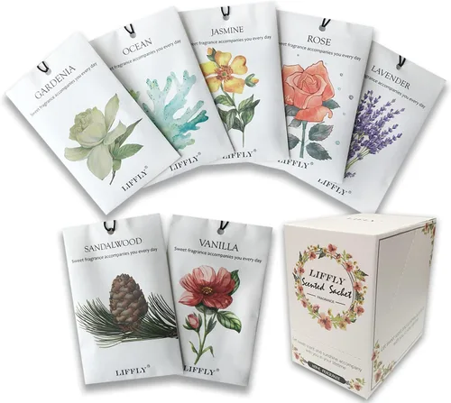Vista 14 de 14 paquetes de sobres perfumados para cajones y armarios, 14 cajas de regalo de aromas diferentes