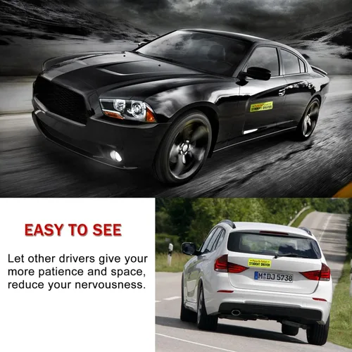 Vista 6 de SINGARO Imán de conductor estudiantil – Please Be Patient, letrero magnético, 3 calcomanías reflectantes para novatos, calcomanía para el nuevo