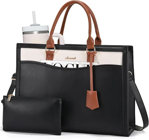 LOVEVOOK Bolsa de mano para laptop para mujer, bolsa de trabajo de oficina, maletín para laptop de 15.6 pulgadas, bolsa de gran capacidad para