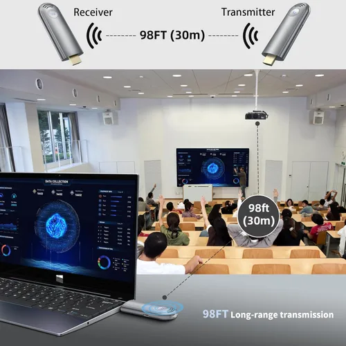 Vista 9 de Transmisor y receptor HDMI inalámbrico, Plug & Play, kit extensor HDMI inalámbrico portátil 2.4G/5G para transmitir video y audio a monitor desde
