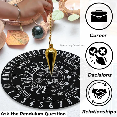 Vista 6 de Péndulos de metal curativos de Amazing Gemstone para adivinaci��n, cúpula dorada de acero de cobre de alta energía, péndulo de bronce, péndulos