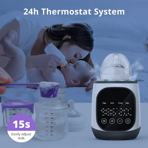 Vista 5 de Calentador de biberones rápido, sin BPA, con control inteligente de temperatura y pantalla LCD, calentador rápido de leche para bebés de 400 W
