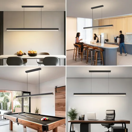 Vista 4 de Lámpara colgante lineal LED moderna, lámpara de techo de 47 pulgadas con control remoto de 3000K-6500K temperatura de color ajustable luz de isla