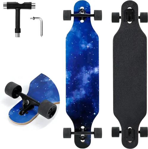 Longboard Skateboard, 41 Pulgadas Drop Through Longboard Completa 9 Capas Nature Maple Premium Cruiser Long Board para Adultos, Adolescentes y Niños