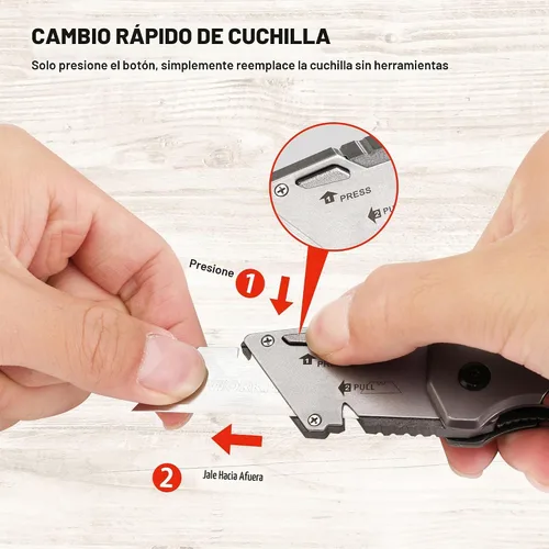 Vista 5 de WORKPRO Cuchillo utilitario plegable, cuchillo de afeitar con mango