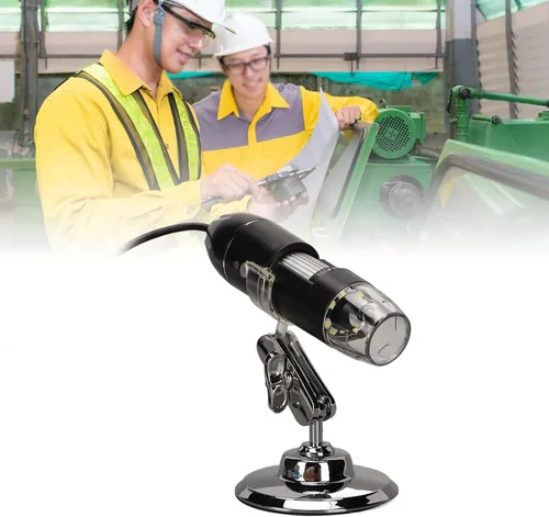 Vista 4 de Hilitand Microscopio digital USB 50X a 1600X, negro, luz LED, material ABS, portátil, compatible con teléfonos inteligentes