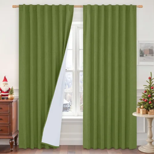 Vista 114 de LAMIT Cortinas opacas cortas de lino de 30 pulgadas para ventanas de cocina sobre el fregadero, cortinas de café texturizadas de lino marfil