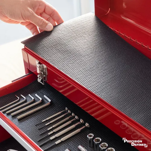 Vista 9 de Precision Defined Revestimiento de caja de herramientas de grado profesional, 10 x 24 pulgadas, color negro Revestimiento de cajón de caja