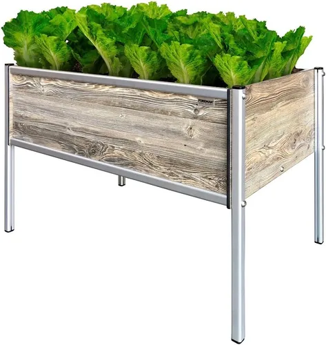 Foreman Raised Garden Bed on Legs – Weather-Resistant Raised Garden Bed (36" x 24" x 25") with Drainage, Ideal Raised Garden Bed for Vegetables &