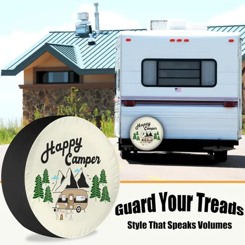 Vista 2 de Cubiertas para neumáticos de remolque de cámper On Cloud Nine para campamento, resistente a la intemperie, ajuste universal para caravana, remolque